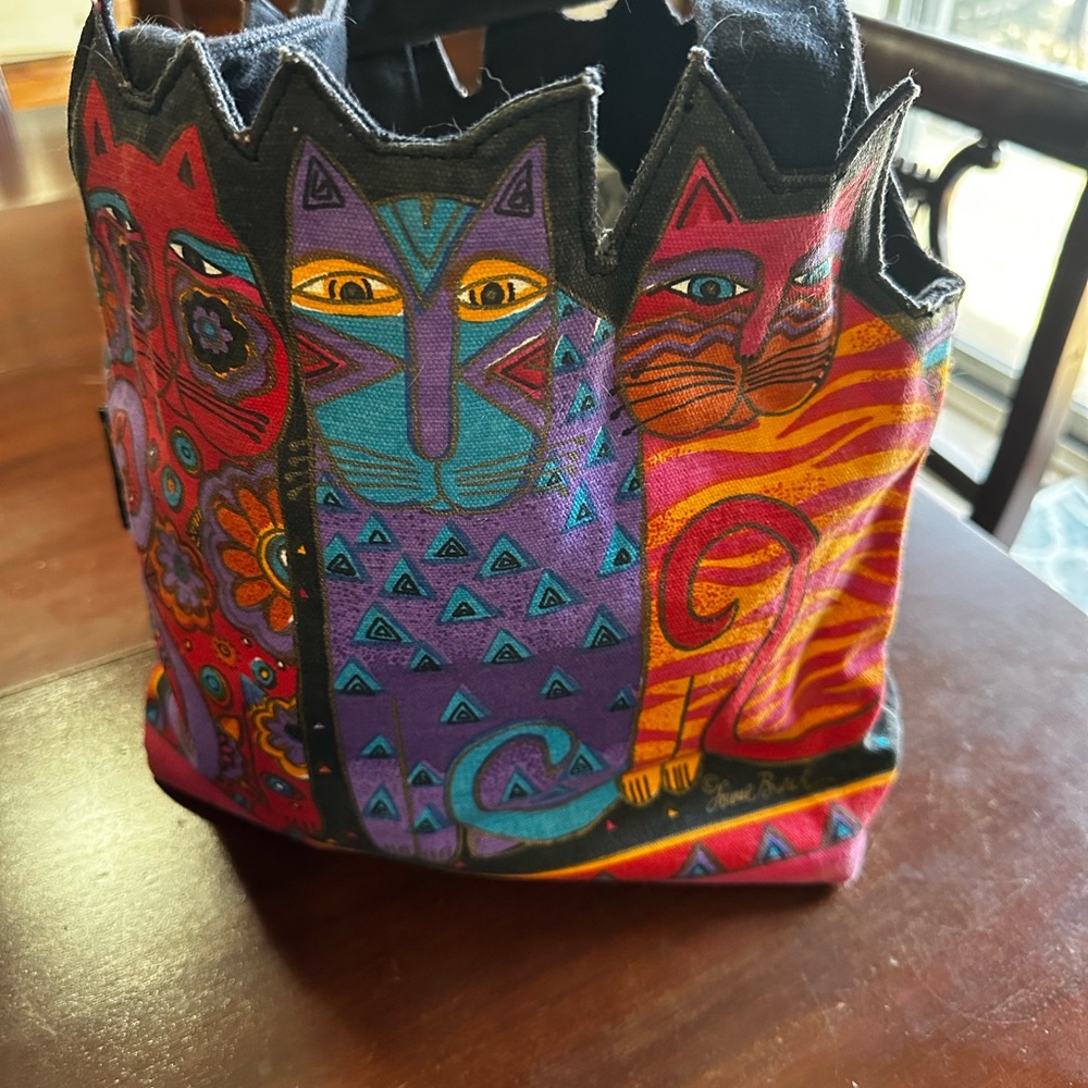 Laurel Burch Vibrant Cat Design Tote medium